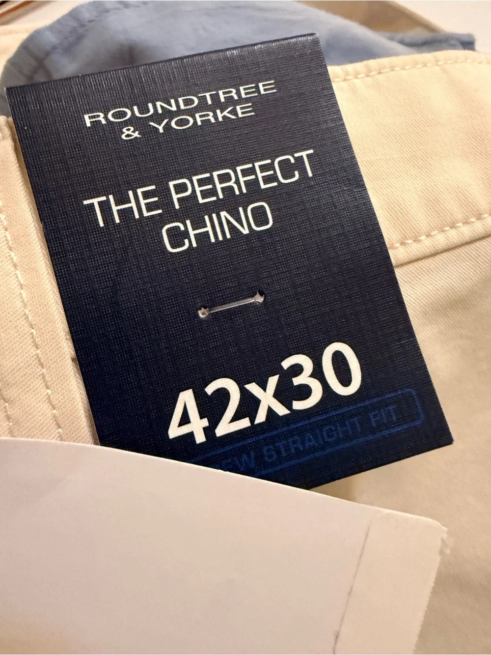 Roundtree & Yorke Perfect Chino Andrew Pants Flat Front 42x30 New